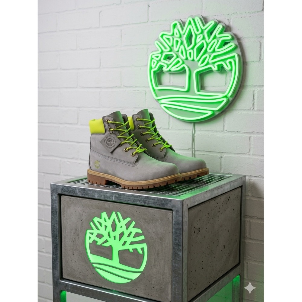 Timberland 6 Inch Premium Waterproof Boots Grey &Yellow Nubuck Leather Y7-W/8.5